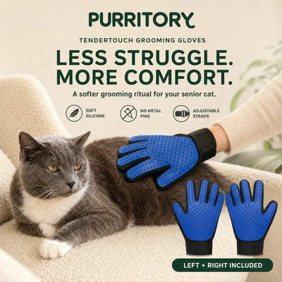 TenderGloves - Less struggle. More comfort. Peaceful golden years for your senior cat. (Includes Both Hands)