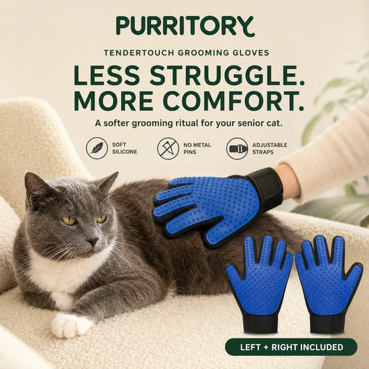 TenderGloves - Less struggle. More comfort. Peaceful golden years for your senior cat. (Includes Both Hands)