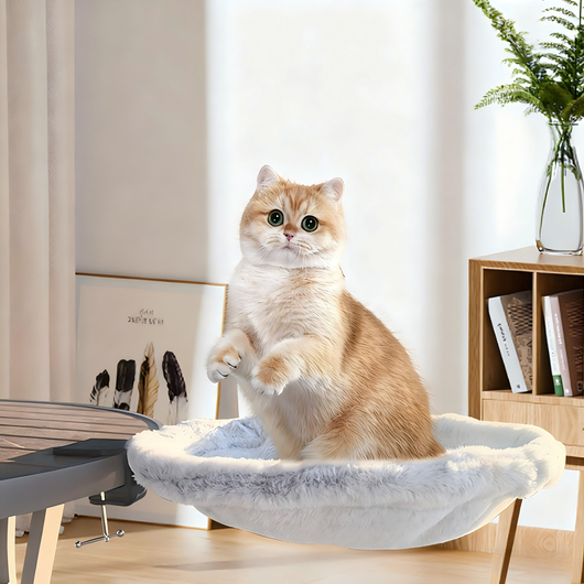 Desk-Mounted Cat Bed | Clamp-On Hammock, Faux Fur