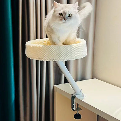 360° Rotating Cat Desk Bed | Metal Bracket, 3 Colours