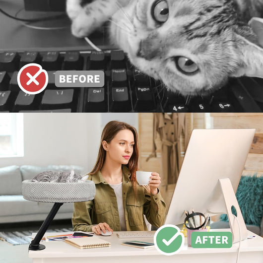 360° Rotating Cat Desk Bed | Metal Bracket, 3 Colours