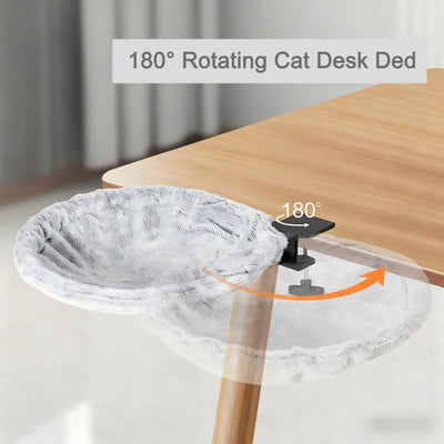 Desk-Mounted Cat Bed | Clamp-On Hammock, Faux Fur