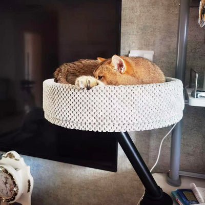 360° Rotating Cat Desk Bed | Metal Bracket, 3 Colours