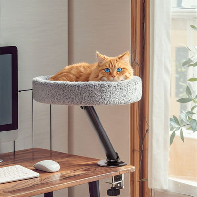 360° Rotating Cat Desk Bed | Metal Bracket, 3 Colours