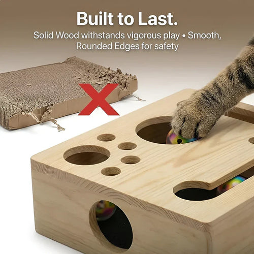 Cat Nail Filing Box | Wood Puzzle, No Clippers