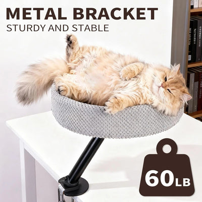 360° Rotating Cat Desk Bed | Metal Bracket, 3 Colours