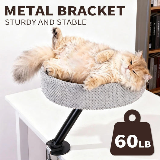 360° Rotating Cat Desk Bed | Metal Bracket, 3 Colours