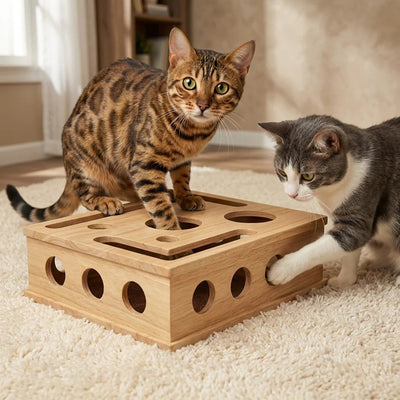 Cat Nail Filing Box | Wood Puzzle, No Clippers
