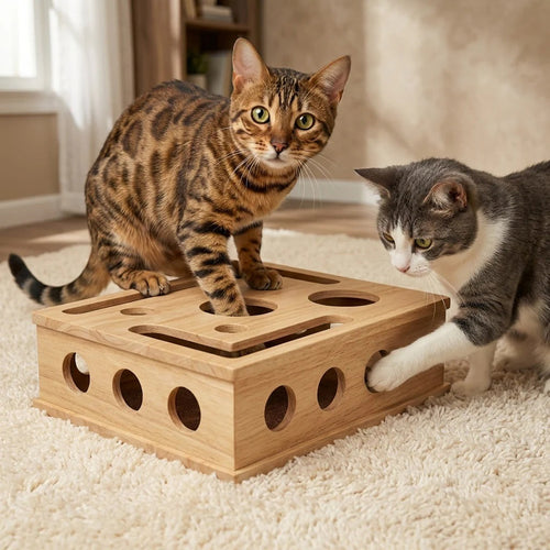Cat Nail Filing Box | Wood Puzzle, No Clippers