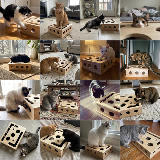 Cat Nail Filing Box | Wood Puzzle, No Clippers