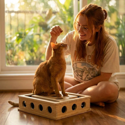 Cat Nail Filing Box | Wood Puzzle, No Clippers